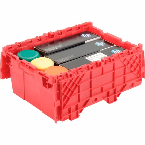 Best Sale 👏 Global Industrial Plastic Attached Lid Shipping & Storage Container 21-7/8x15-1/4x9-11/16 Red ✔️ 3 Best Sale 👏 Global Industrial Plastic Attached Lid Shipping & Storage Container 21-7/8x15-1/4x9-11/16 Red ✔️ - Image 3