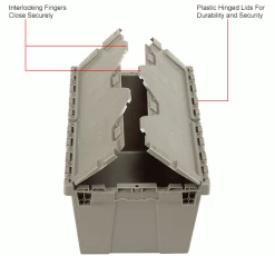 Best reviews of 👏 Global Industrial Plastic Shipping/Storage Tote w/ Attached Lid, 21-7/8"x15-1/4"x12-7/8", Gray 🔥 -Containers shop 257809IN 2wco