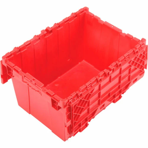 Best Sale 😀 Global Industrial Plastic Shipping/Storage Tote w/ Attached Lid, 21-7/8"x15-1/4"x12-7/8", Red ✔️ 2 Best Sale 😀 Global Industrial Plastic Shipping/Storage Tote w/ Attached Lid, 21-7/8"x15-1/4"x12-7/8", Red ✔️ - Image 2