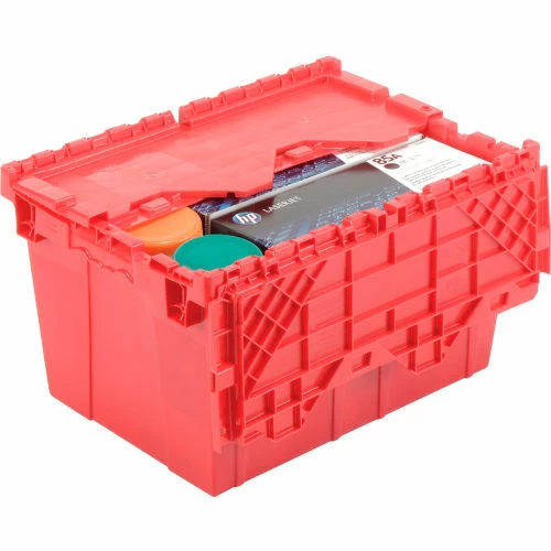 Best Sale 😀 Global Industrial Plastic Shipping/Storage Tote w/ Attached Lid, 21-7/8"x15-1/4"x12-7/8", Red ✔️ 4 Best Sale 😀 Global Industrial Plastic Shipping/Storage Tote w/ Attached Lid, 21-7/8"x15-1/4"x12-7/8", Red ✔️ - Image 4