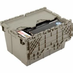 Best reviews of 👏 Global Industrial Plastic Shipping/Storage Tote w/ Attached Lid, 21-7/8"x15-1/4"x12-7/8", Gray 🔥 -Containers shop 257809 03