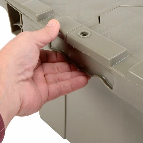 New 👍 Attached Lid Shipping Container 27-3/16 x 16-5/8 x 12-1/2 Gray with Dolly Combo ⭐ 4 New 👍 Attached Lid Shipping Container 27-3/16 x 16-5/8 x 12-1/2 Gray with Dolly Combo ⭐ - Image 4