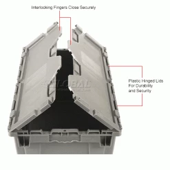 New 👍 Attached Lid Shipping Container 27-3/16 x 16-5/8 x 12-1/2 Gray with Dolly Combo ⭐ 49 New 👍 Attached Lid Shipping Container 27-3/16 x 16-5/8 x 12-1/2 Gray with Dolly Combo ⭐ -Containers shop 257809 2wco
