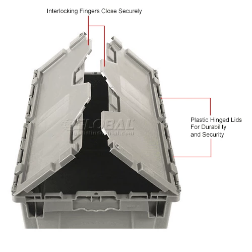 New 👍 Attached Lid Shipping Container 27-3/16 x 16-5/8 x 12-1/2 Gray with Dolly Combo ⭐ 20 New 👍 Attached Lid Shipping Container 27-3/16 x 16-5/8 x 12-1/2 Gray with Dolly Combo ⭐ - Image 20