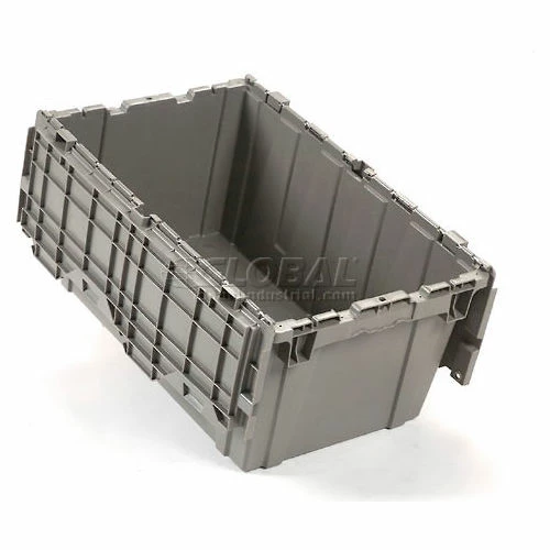 New 👍 Attached Lid Shipping Container 27-3/16 x 16-5/8 x 12-1/2 Gray with Dolly Combo ⭐ 9 New 👍 Attached Lid Shipping Container 27-3/16 x 16-5/8 x 12-1/2 Gray with Dolly Combo ⭐ - Image 9