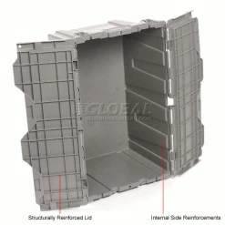 New 👍 Attached Lid Shipping Container 27-3/16 x 16-5/8 x 12-1/2 Gray with Dolly Combo ⭐ 50 New 👍 Attached Lid Shipping Container 27-3/16 x 16-5/8 x 12-1/2 Gray with Dolly Combo ⭐ -Containers shop 257809 3wco
