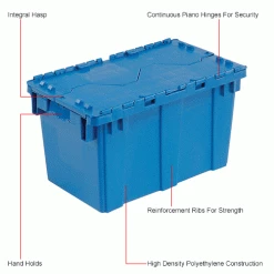 Best reviews of ❤️ Global Industrial™ Plastic Attached Lid Shipping & Storage Container DC2213-12 22-3/8x13x13 BL 👍 -Containers shop 257810BLIN 1wco