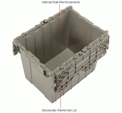 Hot Sale 👏 Global Industrial Plastic Attached Lid Shipping & Storage Container 21-7/8x15-1/4x17-1/4 Gray 👏 -Containers shop 257811IN 3wco