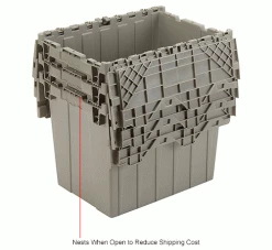 Hot Sale 👏 Global Industrial Plastic Attached Lid Shipping & Storage Container 21-7/8x15-1/4x17-1/4 Gray 👏 -Containers shop 257811IN 4wco