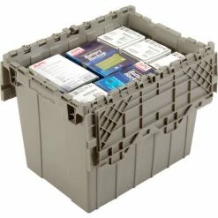 Hot Sale 👏 Global Industrial Plastic Attached Lid Shipping & Storage Container 21-7/8x15-1/4x17-1/4 Gray 👏 -Containers shop 257811 02