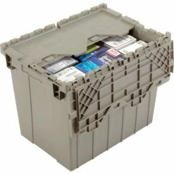 Hot Sale 👏 Global Industrial Plastic Attached Lid Shipping & Storage Container 21-7/8x15-1/4x17-1/4 Gray 👏 -Containers shop 257811 03