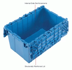Flash Sale 🌟 Global Industrial™ Plastic Attached Lid Shipping & Storage Container 25-1/4x16-1/4x13-3/4 Blue 💯 -Containers shop 257812BLIN 3wco