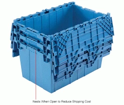 Flash Sale 🌟 Global Industrial™ Plastic Attached Lid Shipping & Storage Container 25-1/4x16-1/4x13-3/4 Blue 💯 -Containers shop 257812BLIN 4wco