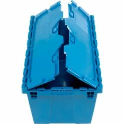Flash Sale 🌟 Global Industrial™ Plastic Attached Lid Shipping & Storage Container 25-1/4x16-1/4x13-3/4 Blue 💯 -Containers shop 257812BL 06