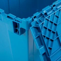 Flash Sale 🌟 Global Industrial™ Plastic Attached Lid Shipping & Storage Container 25-1/4x16-1/4x13-3/4 Blue 💯 -Containers shop 257812BL 09