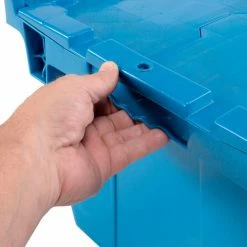 Flash Sale 🌟 Global Industrial™ Plastic Attached Lid Shipping & Storage Container 25-1/4x16-1/4x13-3/4 Blue 💯 -Containers shop 257812BL 12