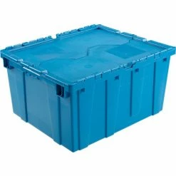 Best Pirce 😉 Global Industrial Plastic Attached Lid Shipping & Storage Container 23-3/4x19-1/4x12-1/2 Blue 🌟