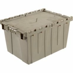 Discount โค๏ธ Global Industrial Plastic Shipping/Storage Tote w/Attached Lid, 23-3/4"x19-1/4"x12-1/2", Gray ๐