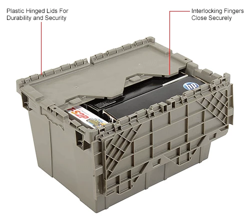 Discount โค๏ธ Global Industrial Plastic Shipping/Storage Tote w/Attached Lid, 23-3/4"x19-1/4"x12-1/2", Gray ๐ 13 Discount โค๏ธ Global Industrial Plastic Shipping/Storage Tote w/Attached Lid, 23-3/4"x19-1/4"x12-1/2", Gray ๐ - Image 13