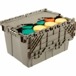 Discount โค๏ธ Global Industrial Plastic Shipping/Storage Tote w/Attached Lid, 23-3/4"x19-1/4"x12-1/2", Gray ๐ 19 Discount โค๏ธ Global Industrial Plastic Shipping/Storage Tote w/Attached Lid, 23-3/4"x19-1/4"x12-1/2", Gray ๐ -Containers shop 257813GY 03