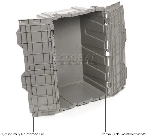 Discount โค๏ธ Global Industrial Plastic Shipping/Storage Tote w/Attached Lid, 23-3/4"x19-1/4"x12-1/2", Gray ๐ 14 Discount โค๏ธ Global Industrial Plastic Shipping/Storage Tote w/Attached Lid, 23-3/4"x19-1/4"x12-1/2", Gray ๐ - Image 14