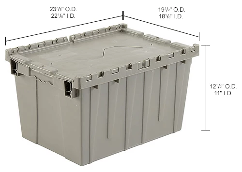 Discount โค๏ธ Global Industrial Plastic Shipping/Storage Tote w/Attached Lid, 23-3/4"x19-1/4"x12-1/2", Gray ๐ 16 Discount โค๏ธ Global Industrial Plastic Shipping/Storage Tote w/Attached Lid, 23-3/4"x19-1/4"x12-1/2", Gray ๐ - Image 16