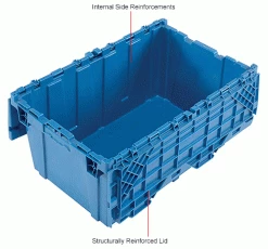 Budget 🤩 Global Industrial™ Plastic Attached Lid Shipping and Storage Container 27-3/16x16-5/8x12-1/2 BL 🔔 -Containers shop 257814BLIN 3wco