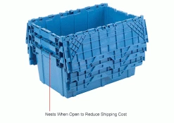 Budget 🤩 Global Industrial™ Plastic Attached Lid Shipping and Storage Container 27-3/16x16-5/8x12-1/2 BL 🔔 -Containers shop 257814BLIN 4wco