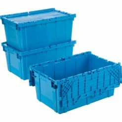 Budget 🤩 Global Industrial™ Plastic Attached Lid Shipping and Storage Container 27-3/16x16-5/8x12-1/2 BL 🔔 -Containers shop 257814BL 04 1
