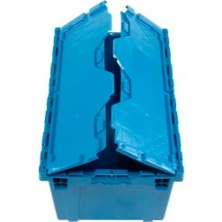 Budget 🤩 Global Industrial™ Plastic Attached Lid Shipping and Storage Container 27-3/16x16-5/8x12-1/2 BL 🔔 -Containers shop 257814BL 06 1