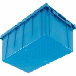Discount 🎁 Attached Lid Shipping Container 27-3/16 x 16-5/8 x 12-1/2 Blue with Dolly Combo 😉 -Containers shop 257814BL 07