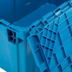 Budget 🤩 Global Industrial™ Plastic Attached Lid Shipping and Storage Container 27-3/16x16-5/8x12-1/2 BL 🔔 -Containers shop 257814BL 09 1