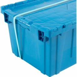 Discount 🎁 Attached Lid Shipping Container 27-3/16 x 16-5/8 x 12-1/2 Blue with Dolly Combo 😉 -Containers shop 257814BL 10