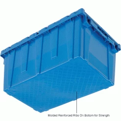 Discount 🎁 Attached Lid Shipping Container 27-3/16 x 16-5/8 x 12-1/2 Blue with Dolly Combo 😉 -Containers shop 257814BL 5wco