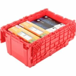 Top 10 👍 Attached Lid Shipping Container 27-3/16 x 16-5/8 x 12-1/2 Red with Dolly Combo ⭐ -Containers shop 257814RD 02