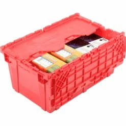 Top 10 👍 Attached Lid Shipping Container 27-3/16 x 16-5/8 x 12-1/2 Red with Dolly Combo ⭐ -Containers shop 257814RD 03