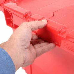 Top 10 👍 Attached Lid Shipping Container 27-3/16 x 16-5/8 x 12-1/2 Red with Dolly Combo ⭐ -Containers shop 257814RD 12