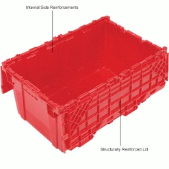 Top 10 👍 Attached Lid Shipping Container 27-3/16 x 16-5/8 x 12-1/2 Red with Dolly Combo ⭐ -Containers shop 257814RD 3wco