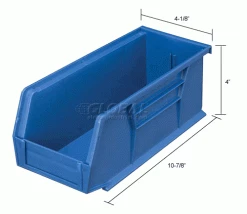 Promo 🔔 Global Industrial™ Plastic Stack & Hang Bin, 4-1/8"W x 10-7/8"D x 4"H, Blue - Pkg Qty 12 🤩 -Containers shop 257901BL dim