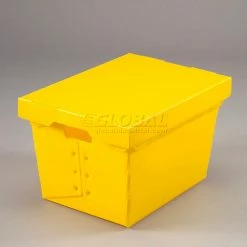 Best deal ❤️ Global Industrial™ Corrugated Plastic Postal Mail Tote Lid Yellow - Pkg Qty 10 🔔 -Containers shop 257920YL 1