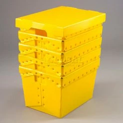 Cheap ✔️ Global Industrial™ Corrugated Plastic Postal Mail Tote With Lid 18-1/2x13-1/4x12 Yellow - Pkg Qty 10 💯 -Containers shop 257920YL 03