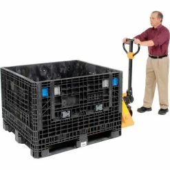 Budget 🎁 ORBIS HDMP4845-34-22 BulkPak Folding Bulk Shipping Container - 48"L x 45"W x 34"H, 1800 Lb Cap Black 👏 -Containers shop 268647 13