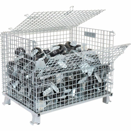Wholesale 💯 Nashville Wire Products Folding Wire Container GC324028S4L 40x32x34-1/2 3000-4000 Lb. Cap with Lid 🎁 1 Wholesale 💯 Nashville Wire Products Folding Wire Container GC324028S4L 40x32x34-1/2 3000-4000 Lb. Cap with Lid 🎁