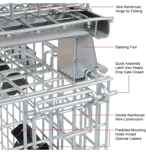 Wholesale 💯 Nashville Wire Products Folding Wire Container GC324028S4L 40x32x34-1/2 3000-4000 Lb. Cap with Lid 🎁 35 Wholesale 💯 Nashville Wire Products Folding Wire Container GC324028S4L 40x32x34-1/2 3000-4000 Lb. Cap with Lid 🎁 - Image 35