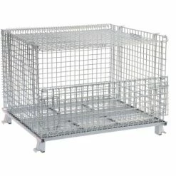 Discount 🌟 Nashville Wire Products Folding Wire Container GC404830S4L 48x40x36-1/2 3000-4000 Lbs.Cap.Drop Gate 48" w/Lid 🧨