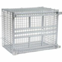 Discount 🌟 Nashville Wire Products Folding Wire Container GC404830S4L 48x40x36-1/2 3000-4000 Lbs.Cap.Drop Gate 48" w/Lid 🧨 -Containers shop 269751 04