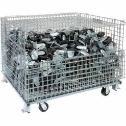 Discount 🌟 Nashville Wire Products Folding Wire Container GC404830S4L 48x40x36-1/2 3000-4000 Lbs.Cap.Drop Gate 48" w/Lid 🧨 -Containers shop 269751 06