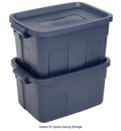 Promo 🔔 Rubbermaid® Roughneck™ Tote 14 Gallon 23-7/8 x 15-7/8 x 12-1/4 Dark Indigo Metallic - Pkg Qty 6 💯 -Containers shop 269994 2wco