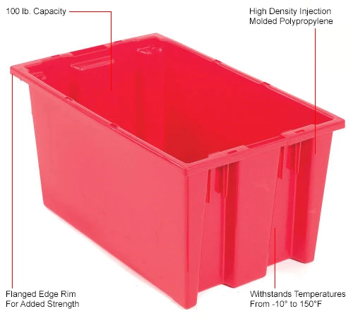 Buy 🔔 Global Industrial Stack and Nest Storage Container SNT185 No Lid 18 x 11 x 9, Red - Pkg Qty 6 🔔 19 Buy 🔔 Global Industrial Stack and Nest Storage Container SNT185 No Lid 18 x 11 x 9, Red - Pkg Qty 6 🔔 - Image 19