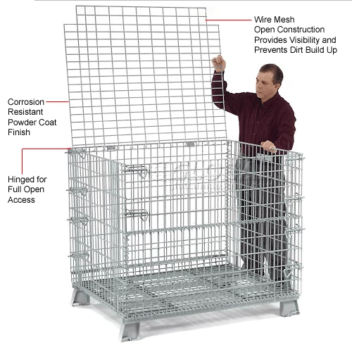 Wholesale ❤️ Global Industrial 32 X 40 Folding Wire Container Accessory Lid-Hinged ✔️ 6 Wholesale ❤️ Global Industrial 32 X 40 Folding Wire Container Accessory Lid-Hinged ✔️ - Image 6